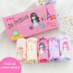 Set 5 quần chip cho bé gái, Hộp 5 quần lót kháng khuẩn cho bé gái 1-12 tuổi chất cotton thoáng khí xuất Hàn cao cấp BBShine – C024