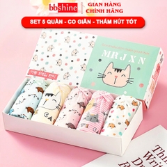 Set 5 quần chip cho bé gái, Hộp 5 quần lót kháng khuẩn cho bé gái 1-12 tuổi chất cotton thoáng khí xuất Hàn cao cấp BBShine – C024