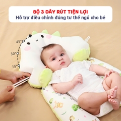 Gối chữ U cho bé sơ sinh chống giật mình cao cấp BBShine, Gối chống bẹp đầu có dây rút điều chỉnh 3 đầu giúp bé ngủ ngon – SS036
