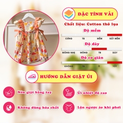 Váy bé gái 10-35kg họa tiết thỏ đáng yêu BBShine, Đầm bé gái tay cánh tiên phối màu siêu xinh – D100