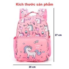 Balo cho bé 3-5 tuổi hình unicorn BBShine, Balo mẫu giáo vải dù không thấm nước – B017