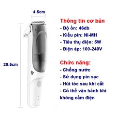 Tông đơ cắt tóc cho bé cực êm khi bé ngủ có hút tóc BBShine, Tăng đơ cắt tóc cho bé cao cấp Misuta chống nước – DT004