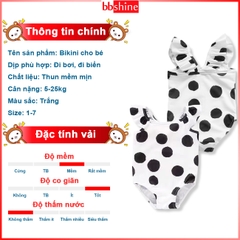 Đồ bơi bé gái 5-25kg cánh tiên liền thân BBShine, Bikini cho bé họa tiết chấm bi cực xinh xắn – DB019