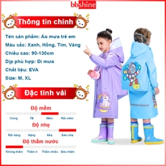 Áo mưa cho bé 2-10 tuổi cao cấp BBShine, Áo mưa trẻ em họa tiết hình thú ngộ nghĩnh nhiều màu tươi sáng – AM015