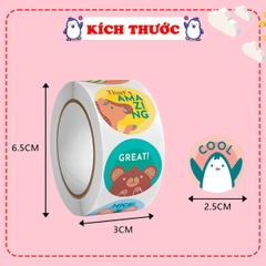 Cuộn 500 sticker nhãn dán khích lệ khen thưởng học tập cho bé yêu với nhiều họa tiết kèm slogan khiến những giờ học thêm sinh động BBShine – ST010