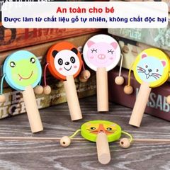 Đồ chơi gỗ hình thú ngộ nghĩnh BBShine, Trống lắc đủ màu sắc cho bé làm quen với âm thanh hỗ trợ sự phát triển của bé - DC033