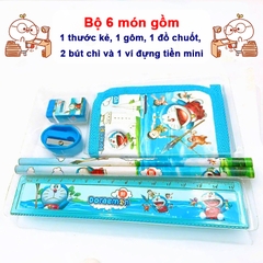 Bộ dụng cụ học tập 6 món cao cấp BBShine, Bộ đồ dùng học tập nhiều họa tiết hoạt hình đáng yêu cho bé – H057