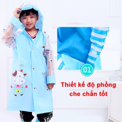 Áo mưa trẻ em cao cấp hình thú đáng yêu cho bé 4-10 tuổi – AM005