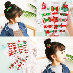 Kẹp tóc Noel nhiều họa tiết đáng yêu BBShine, Set 5 kẹp tóc Giáng sinh phối màu xanh đỏ chủ đạo xinh xắn – NOEL004