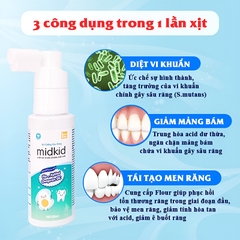 Xịt chống sâu răng cho bé, Xịt chống sâu răng Midkid chính hãng an toàn dành cho bé (tặng kèm set 10 khẩu trang KF94 cho bé) BBShine – I018