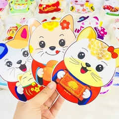 Bao lì xì chibi Quý Mão 2023 cao cấp BBShine, Bao lì xì Tết họa tiết hình mèo ngộ nghĩnh – LX006