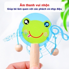 Đồ chơi gỗ hình thú ngộ nghĩnh BBShine, Trống lắc đủ màu sắc cho bé làm quen với âm thanh hỗ trợ sự phát triển của bé - DC033