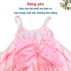Váy 2 dây cho bé 8-24kg chất đũi mềm BBShine, Đầm cho bé dáng xòe phối nơ mặt lưng xinh xắn – D092