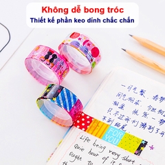 Washi tape trang trí đủ họa tiết BBShine, Set 10 băng keo washi nhiều màu sắc đáng yêu - H023