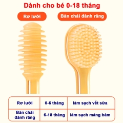 Bàn chải đánh răng cho bé silicon cao cấp BBShine, Set rơ lưỡi cho bé 0-18 tháng mềm mại – SS022