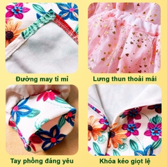 Áo dài cách tân gấm dệt hoa BBShine, Áo dài bé gái tay bồng công chúa xinh xắn – AD005