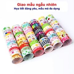 Washi tape trang trí đủ họa tiết BBShine, Set 10 băng keo washi nhiều màu sắc đáng yêu - H023