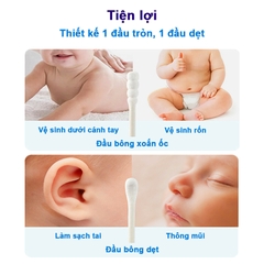 Tăm bông sơ sinh, Tăm bông trẻ em chuyên dụng hộp 400 que Misuta cao cấp BBShine – SS020
