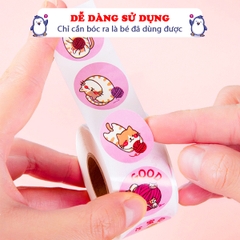 Cuộn 500 sticker nhãn dán khích lệ khen thưởng học tập cho bé yêu với nhiều họa tiết kèm slogan khiến những giờ học thêm sinh động BBShine – ST010