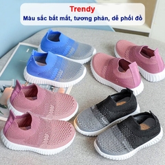 Giày thể thao bé trai và bé gái mềm nhẹ thoáng khí BBShine, Giày cho bé họa tiết trơn phối lưới nhiều màu sắc – T8