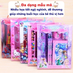 Bộ dụng cụ học tập 6 món cao cấp BBShine, Bộ đồ dùng học tập nhiều họa tiết hoạt hình đáng yêu cho bé – H057