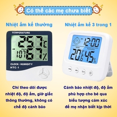 Nhiệt kế điện tử 3 trong 1 cao cấp BBShine, Nhiệt ẩm kế phòng ngủ cho bé đa năng và tiện dụng – DT005