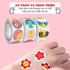 Cuộn 500 sticker nhãn dán khích lệ khen thưởng học tập cho bé yêu với nhiều họa tiết kèm slogan khiến những giờ học thêm sinh động BBShine – ST010
