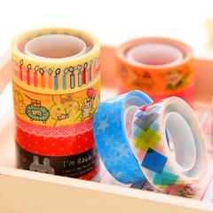 Washi tape trang trí đủ họa tiết BBShine, Set 10 băng keo washi nhiều màu sắc đáng yêu - H023