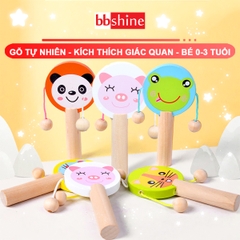 Đồ chơi gỗ hình thú ngộ nghĩnh BBShine, Trống lắc đủ màu sắc cho bé làm quen với âm thanh hỗ trợ sự phát triển của bé - DC033