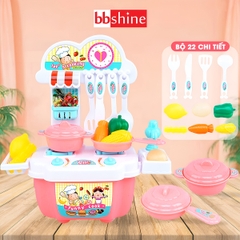 Bộ đồ chơi nấu ăn, Bộ nấu ăn cho bé 22 món kèm bàn bếp và tủ bếp bằng nhựa nguyên sinh ABS an toàn cho bé yêu BBShine – DC015