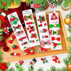 Kẹp tóc Noel nhiều họa tiết đáng yêu BBShine, Set 5 kẹp tóc Giáng sinh phối màu xanh đỏ chủ đạo xinh xắn – NOEL004