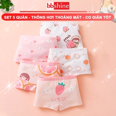 Quần chip bé gái chất thông hơi cao cấp BBShine, Set 5 quần chip đùi bé gái nhiều họa tiết xinh xắn – C028