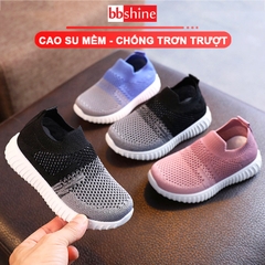 Giày thể thao bé trai và bé gái mềm nhẹ thoáng khí BBShine, Giày cho bé họa tiết trơn phối lưới nhiều màu sắc – T8