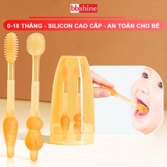 Bàn chải đánh răng cho bé silicon cao cấp BBShine, Set rơ lưỡi cho bé 0-18 tháng mềm mại – SS022