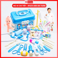 Đồ chơi bác sĩ 33 chi tiết bổ ích thú vị BBShine, Bộ đồ chơi bác sĩ cho bé bằng nhựa nguyên sinh ABS cao cấp an toàn – DC043