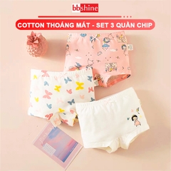 Quần chip bé gái mềm mịn cao cấp BBShine, Set 3 quần chip đùi bé gái họa tiết đáng yêu – C025
