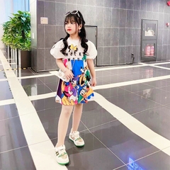 Váy cho bé gái, Đầm hoạt hình 3D cho bé 10-25kg thiết kế tay bồng dáng xòe siêu xinh BBShine – D090