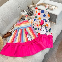 Váy bé gái 7-30kg họa tiết Unicorn đáng yêu BBShine, Đầm bé gái 2 dây bản to dáng váy xòe bồng bềnh xinh xắn - D118