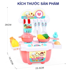 Bộ đồ chơi nấu ăn, Bộ nấu ăn cho bé 22 món kèm bàn bếp và tủ bếp bằng nhựa nguyên sinh ABS an toàn cho bé yêu BBShine – DC015