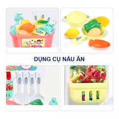 Bộ đồ chơi nấu ăn, Bộ nấu ăn cho bé 22 món kèm bàn bếp và tủ bếp bằng nhựa nguyên sinh ABS an toàn cho bé yêu BBShine – DC015