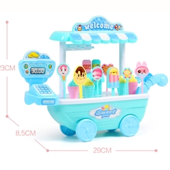 Bộ đồ chơi xe kem mini đáng yêu kèm xe đẩy bán hàng có máy tính tiền bằng nhựa nguyên sinh ABS an toàn cho bé yêu BBShine – DC047