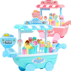 Bộ đồ chơi xe kem mini đáng yêu kèm xe đẩy bán hàng có máy tính tiền bằng nhựa nguyên sinh ABS an toàn cho bé yêu BBShine – DC047