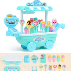 Bộ đồ chơi xe kem mini đáng yêu kèm xe đẩy bán hàng có máy tính tiền bằng nhựa nguyên sinh ABS an toàn cho bé yêu BBShine – DC047
