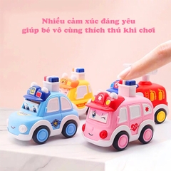 Xe đồ chơi cho bé, xe ô tô đồ chơi chạy cót cho bé trai và bé gái bằng nhựa nguyên sinh ABS bấm nút thay đổi nhiều cảm xúc BBShine - DC058