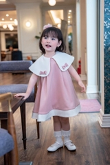 Váy bé gái 8-30kg tông màu hồng pastel xinh xắn BBShine, Đầm bé gái đính nơ phong cách tiểu thư đáng yêu - D115