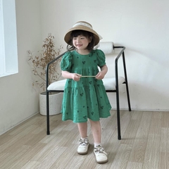 Váy bé gái 10-27kg tay bồng màu xanh siêu xinh BBShine, Đầm bé gái chất tơ xốp cao cấp mềm mịn - D109