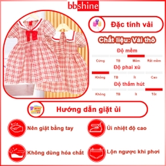 Đầm bé gái 8-22kg họa tiết sọc đỏ BBShine, Váy cho bé gái tay phồng phong cách Hàn Quốc xinh xắn – D093