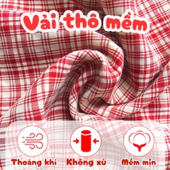 Đầm bé gái 8-22kg họa tiết sọc đỏ BBShine, Váy cho bé gái tay phồng phong cách Hàn Quốc xinh xắn – D093