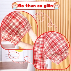 Đầm bé gái 8-22kg họa tiết sọc đỏ BBShine, Váy cho bé gái tay phồng phong cách Hàn Quốc xinh xắn – D093