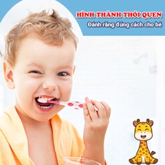 Set 4 bàn chải xuất Nhật cho bé từ 1-4 tuổi lông bàn chải mềm mại hình hươu cao cổ ngộ nghĩnh BBShine – I015